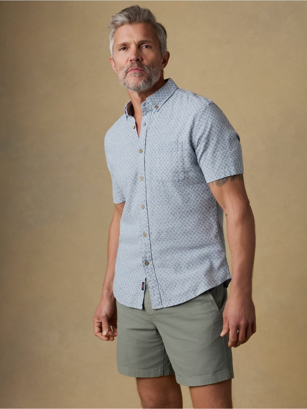 Faherty Short-Sleeve Breeze Shirt - Fishscale Redux